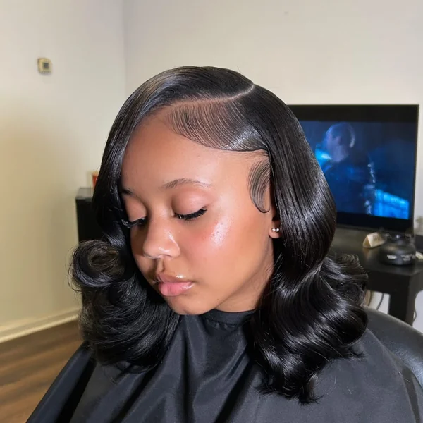 Sleek Bob Quick Weave Side Part with Curled Ends