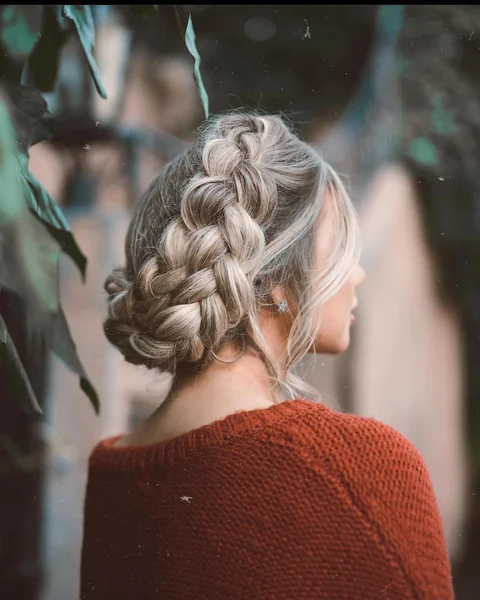 Chunky Dutch Braid Updo on Ash Blonde