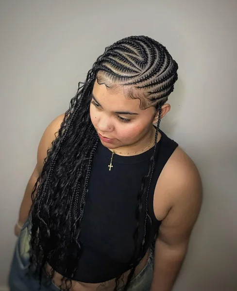 Lemonade Braids with Boho Curly Ends