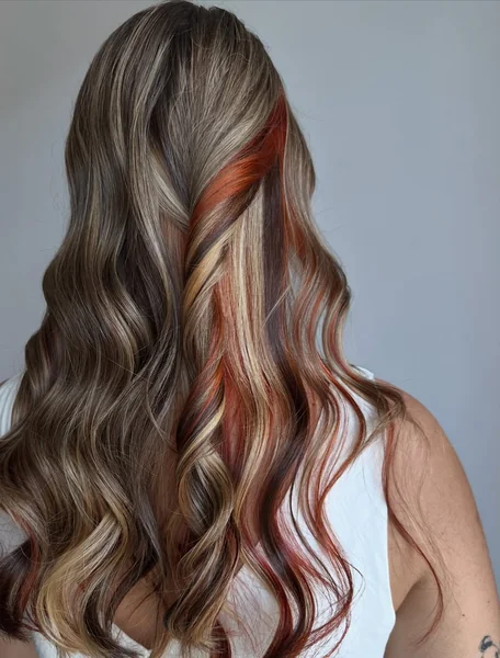Calico Hair Color Placement with Red Peekaboo