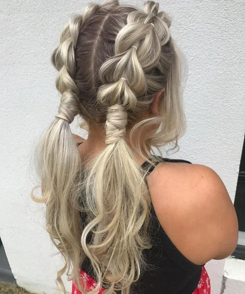 Double Dutch Braids into Two Ponytails