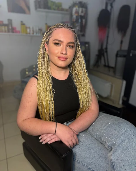 Blonde Fulani Braids with Boho Curly Ends