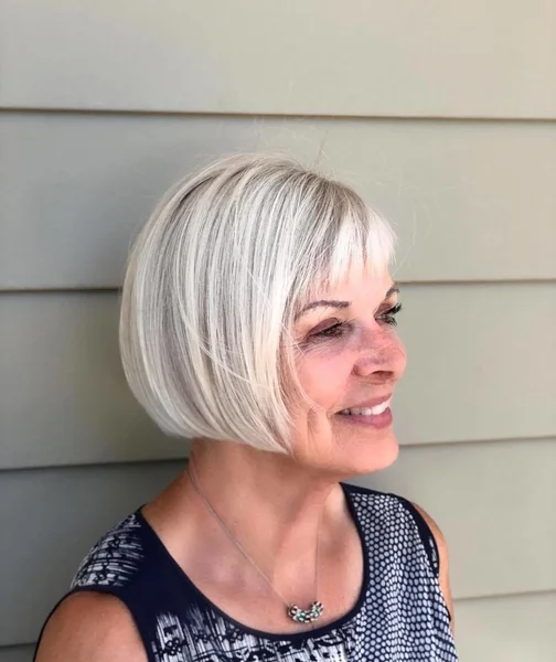Platinum Bob with Fringe Over 50