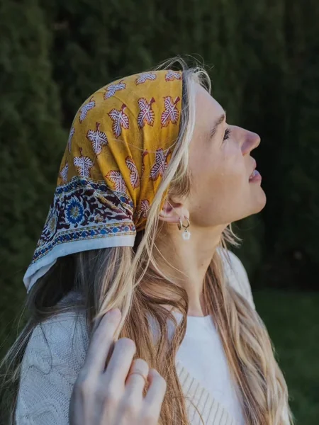 Yellow Floral Kerchief Wrap