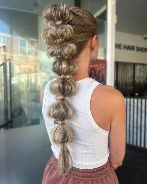 Bubble Braid Long Ponytail