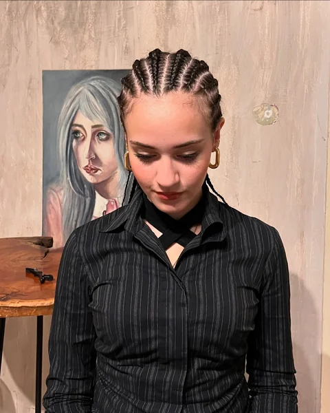 Simple Straight-Back Cornrows with Small Braids