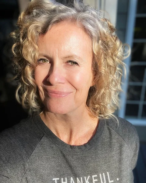 Curly Blonde Bob for Women Over 50
