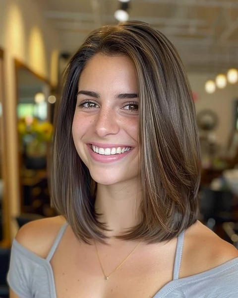 Blunt Medium Bob with Highlighted Lob