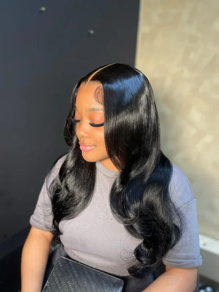 Black Body Wave Wig with Side Part