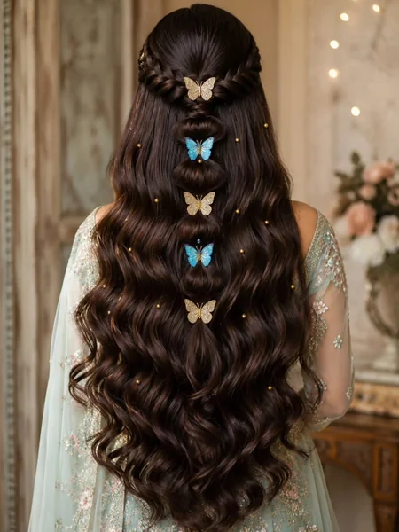 Braided Crown with Gold Butterfly Clips