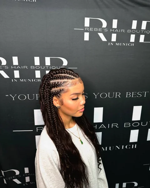 Simple Fulani Braids with Clean Side Part and Straight Ends