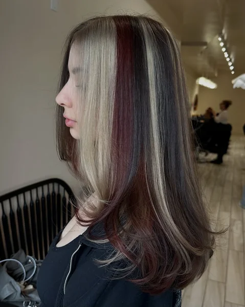 Dark Calico with Silver-Blonde and Burgundy Patches