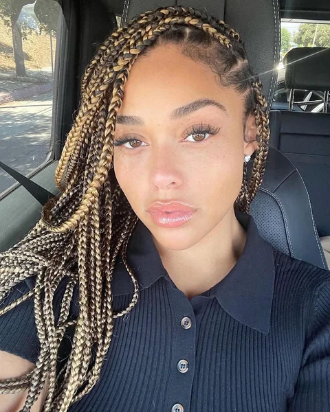 Blonde Box Braids with Gold Beads