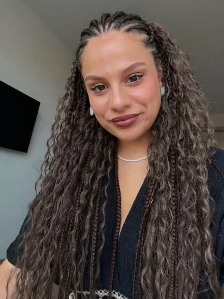Boho Box Braids with Loose Curly Ends