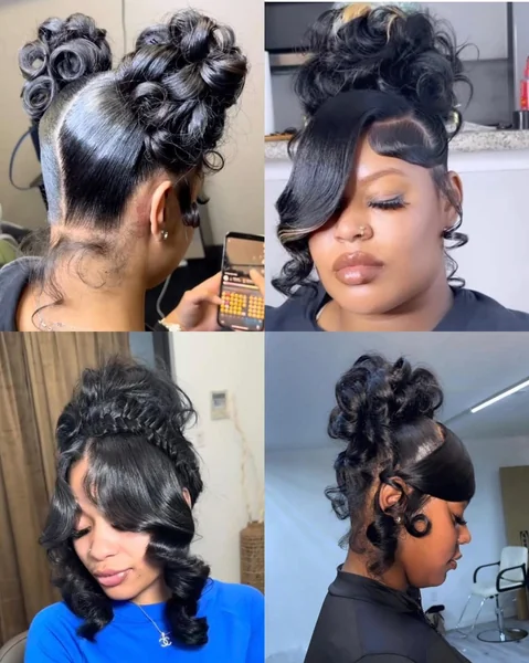 Formal Updo Collage for Homecoming Black Women