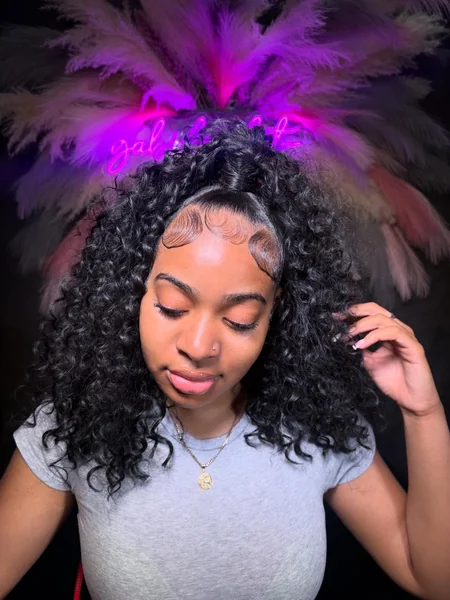 Short Curly Quick Weave Middle Part