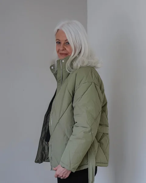 Long White Hair with Side Wave Over 50