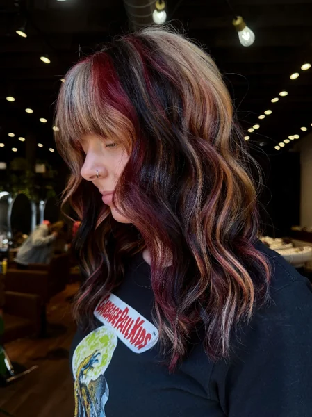 Dark Calico Waves with Burgundy and Caramel