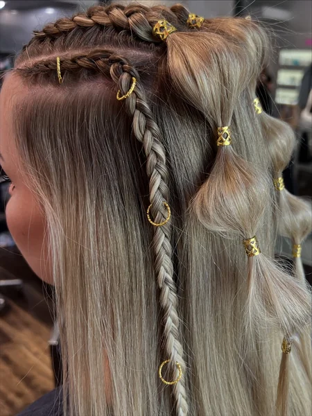 Braided Style with Gold Viking Cuffs