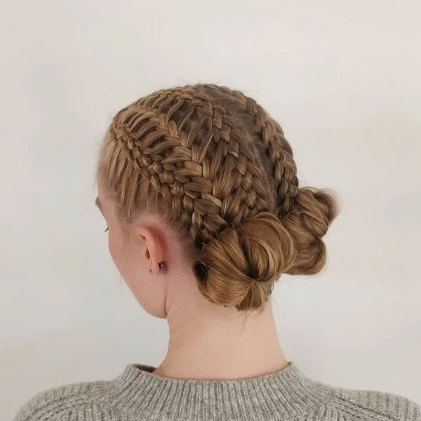Full Head Woven Braid Updo in Blonde