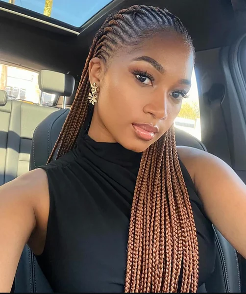 Brown Feed-In Cornrows, Long