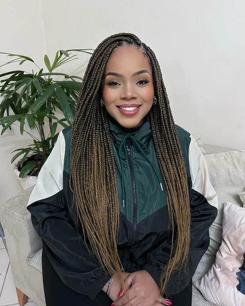 Medium Box Braids with Beaded Accents