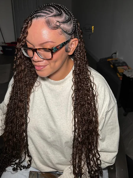 Brown Lemonade Braids with Long Curly Ends