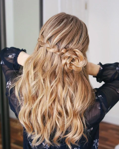 Waterfall Braid into Braided Rose Bun