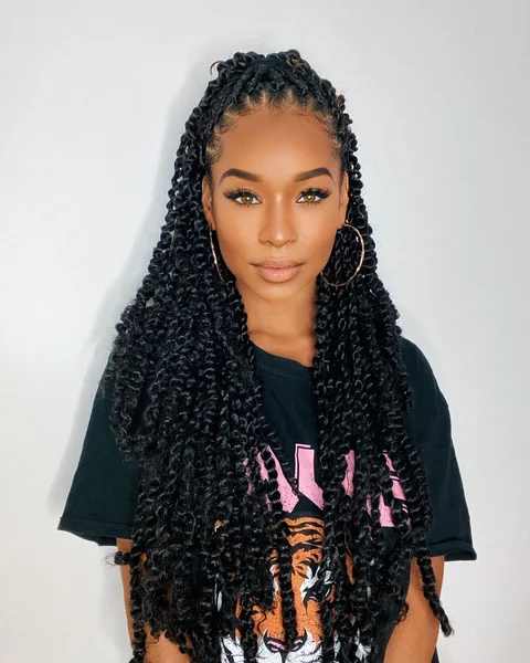 Long Black Knotless Passion Twists