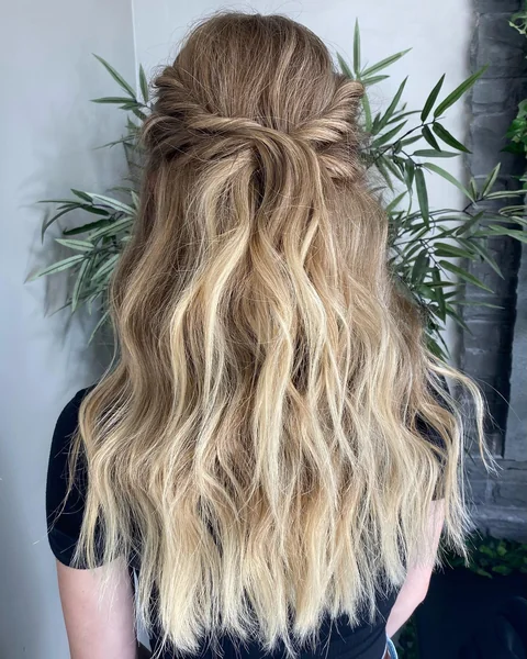 Boho Twisted Half Up with Beachy Waves