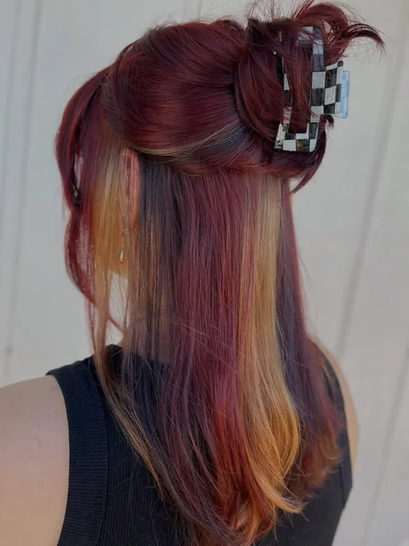 Dark Calico Half-Up with Burgundy and Golden Tones