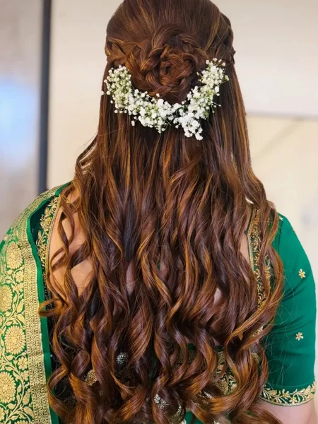 Rose Braid Bun with Baby's Breath