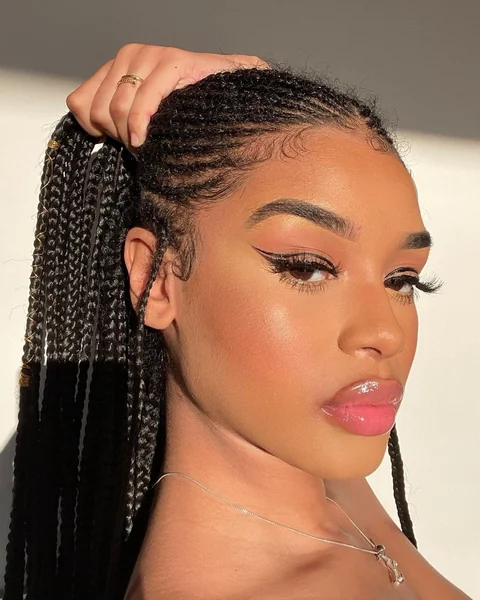 Small Fulani Braids with Glamour Close-Up Shot