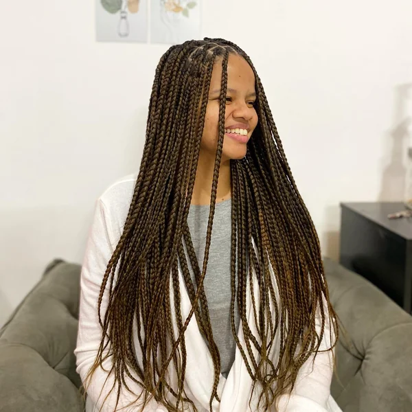 Medium Brown Knotless Braids for Kids or School