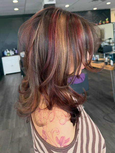 Dark Brown Calico with Golden Red and Burgundy