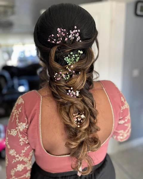 Twisted Braid with Baby's Breath Clusters