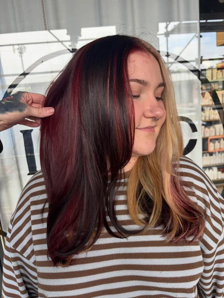 Dark Calico Split Style with Burgundy and Blonde