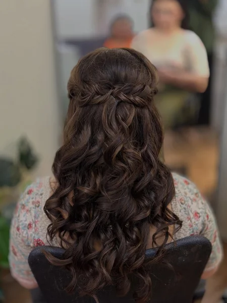Twisted Braid Half Up on Dark Curly Hair