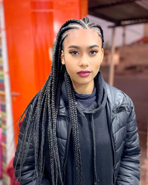Simple Side Part Fulani Braids with Long Straight Ends