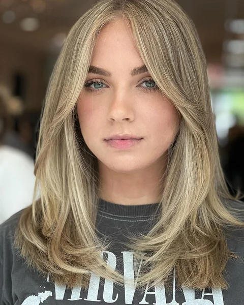 Blonde Middle Part Layered Bob