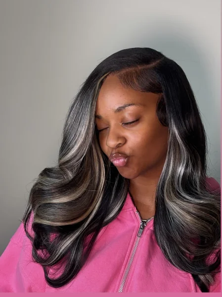 Black Hair with Blonde Highlights Body Wave