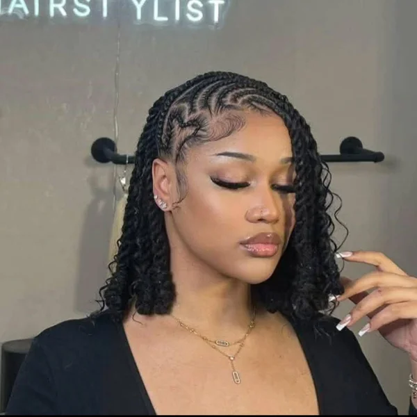 Short Bob Lemonade Braids with Curls