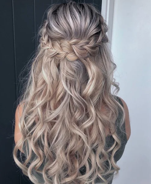 Double Fishtail Crown on Ash Blonde Waves