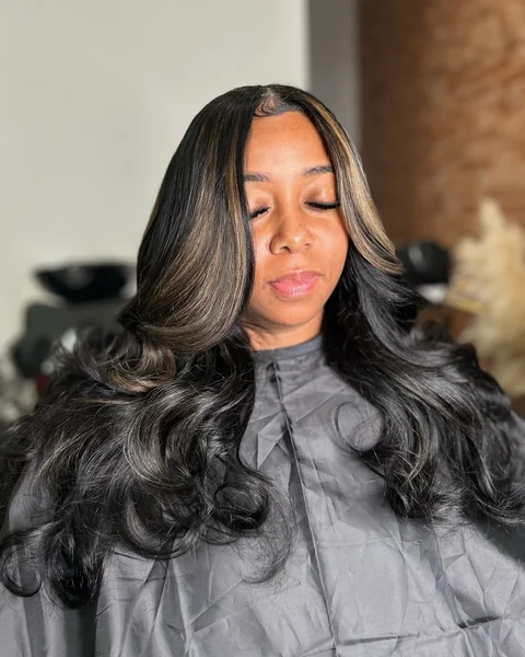 Long Body Wave Quick Weave with Blonde Highlights