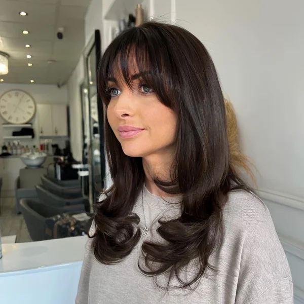 Long Dark Hair with Side-Swept Bangs