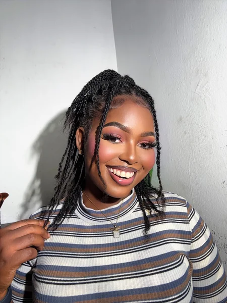 Mini Senegalese Twists Half-Up Style