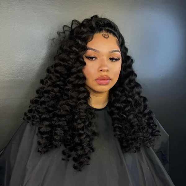 Short Black Curly Wig Frontal Install