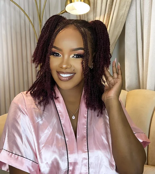 Short Bob Burgundy Twists in Pigtails