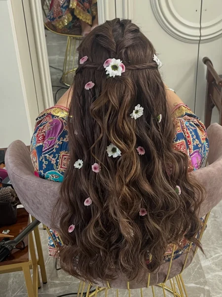 Twisted Crown with Pink and White Flowers