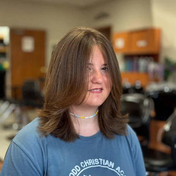 Middle Part Medium Brown Layered Hair